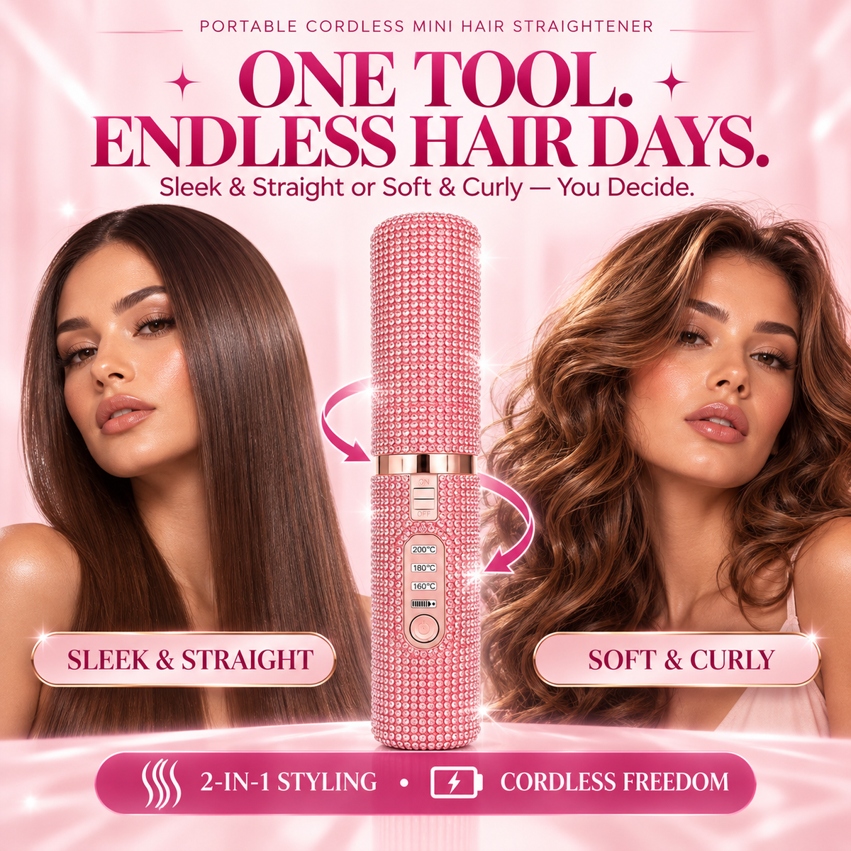 Portable Cordless Mini Hair Straightener